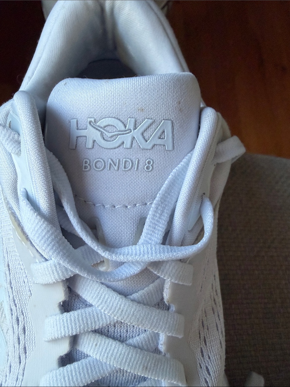 Hoka Bondi 8 White Cushioned Running Sneakers - Picture 12 of 13